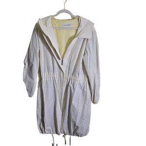 Calvin Klein Anorak Long Ivory Hooded Mock Neck Jacket Size L